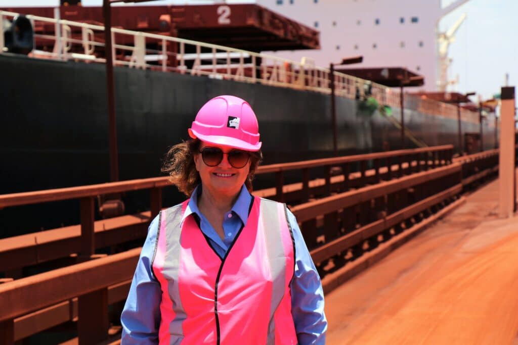 Gina Rinehart at Roy Hill's berths in Port Hedland 2